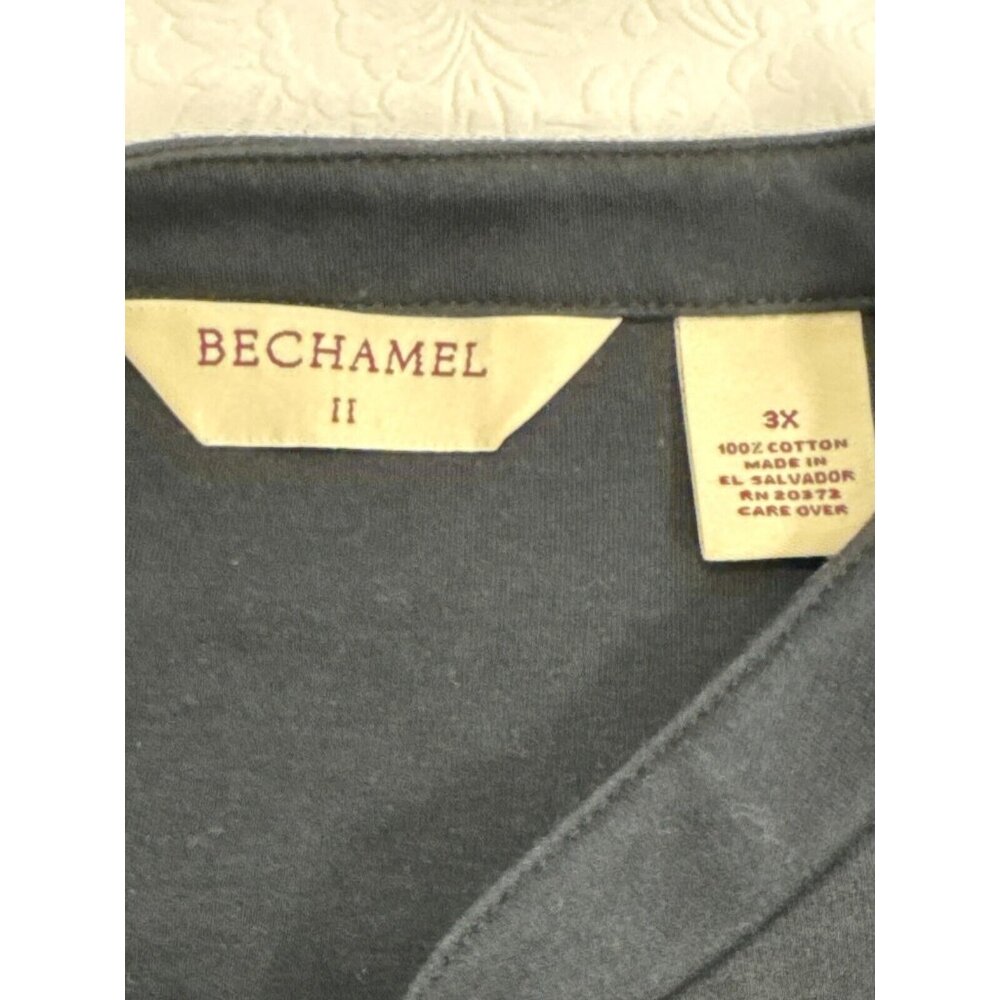 Bechamel Womens Cotton Black Button Front Collar Shirt‎ Size 3X Long Sleeve - Picture 3 of 8